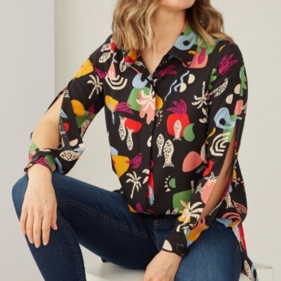 Colorful Patterned Women's Top - Picture 1 of 6
